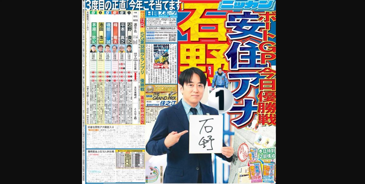 安住紳一郎　3年目の競艇・賞金王決定戦日刊スポーツ予想を語る